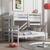 Bellemave® Twin XL over Queen Wood Bunk Bed with Ladder - Bellemave